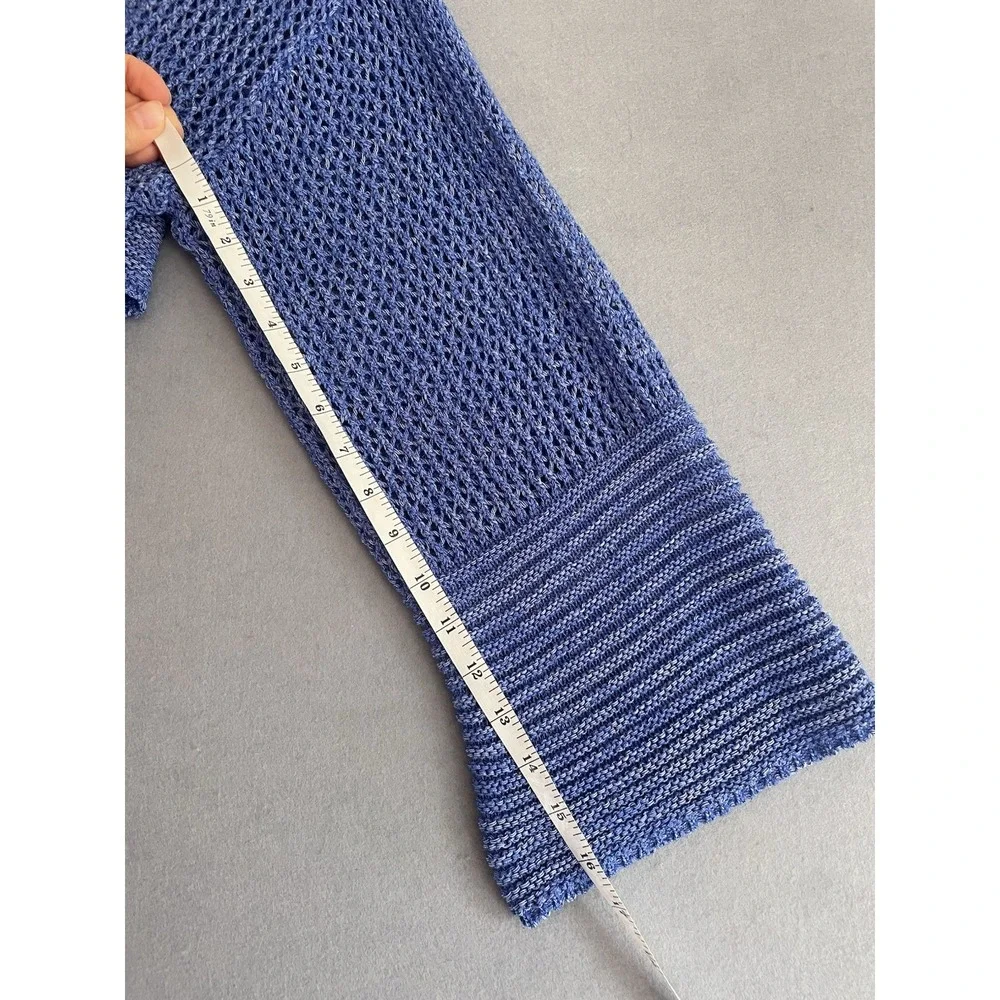 Anthropologie Women One Size Open Knit Cardigan Bell Sleeve Cropped Blue Hippie‎
